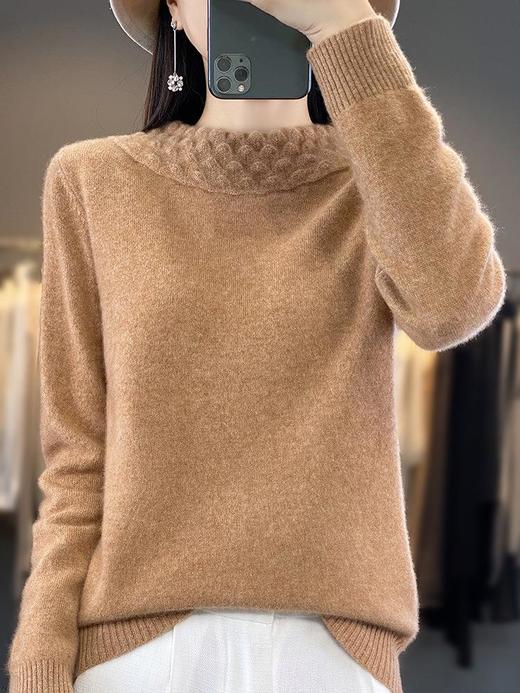 2023年秋冬新款韩版女士圆领长袖安迪绒针织衫女士套头纯色针织衫 商品图0
