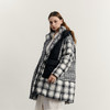 谜底连帽中长款羽绒服女2023冬款复古格子拼接鸭绒保暖234MY1500 商品缩略图1