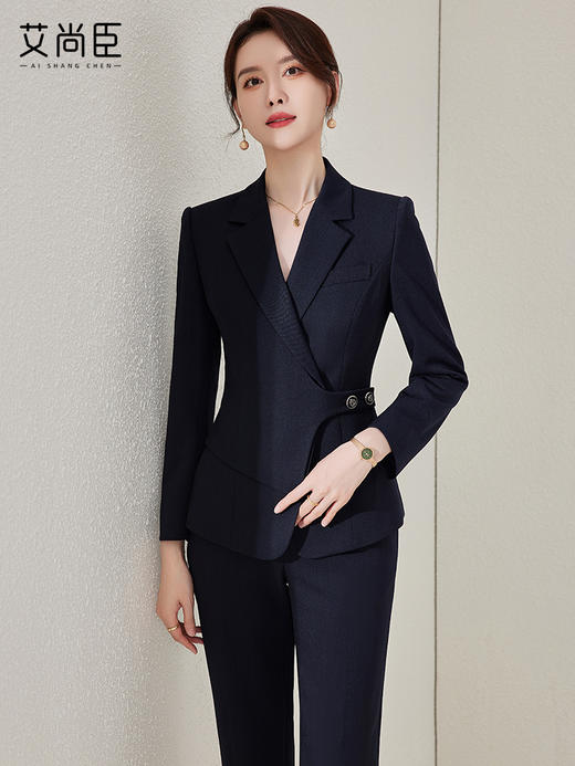 高端藏青色西装套装女早秋2023新款商务面试正装通勤售楼部工作服 商品图1