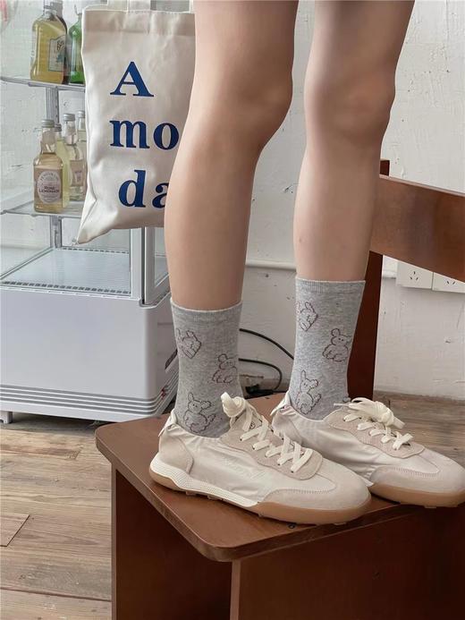 （清仓现货）【社群供M】多巴胺秋季韩版中筒学院风波点小狗棉袜 商品图5
