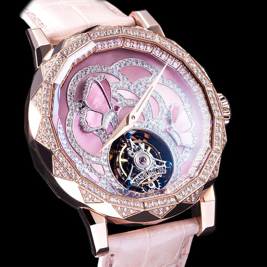 MEMORIGIN 万希泉陀飞轮腕表 羽化成蝶 机械女表 粉色 商品图2