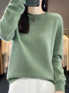 2023秋冬新款羊毛衫女圆领纯色宽松休闲套头毛衣针织羊毛打底衫