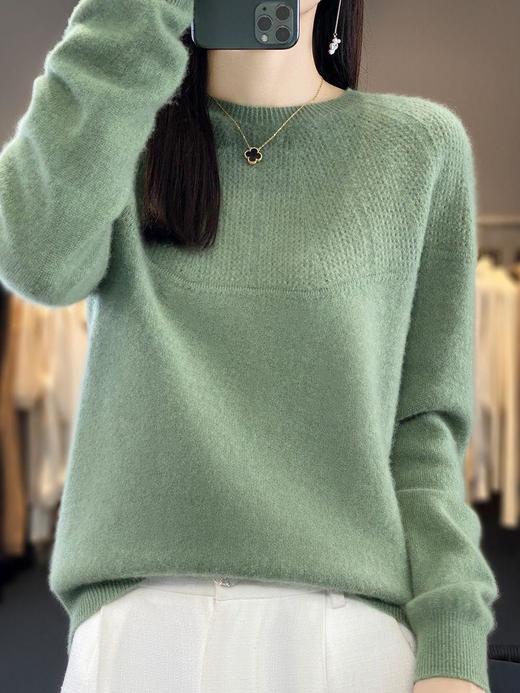 2023秋冬新款羊毛衫女圆领纯色宽松休闲套头毛衣针织羊毛打底衫 商品图0