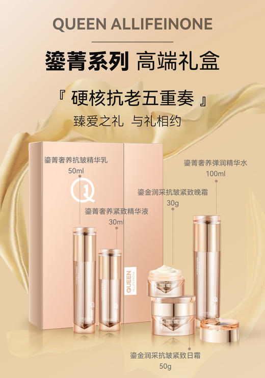 TOPC礼盒！35+熟龄女性shou选！重磅回馈粉丝——鎏菁系列篙端礼盒！升级35玻色因 全系列篙浓度紧致抗皱！ 商品图0