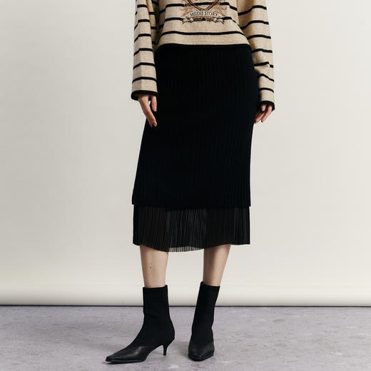 谜底长款半身裙2023冬新款复古百搭时髦正反两穿长裙女234MB1578 商品图0