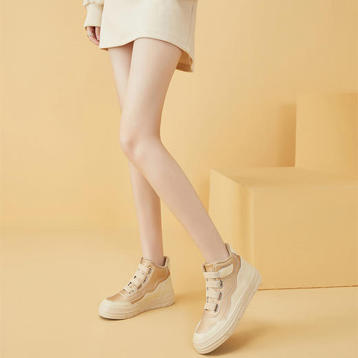 西遇高帮板鞋女2023新款秋冬山系户外加绒魔术贴短靴子运动休闲鞋22034136 商品图3