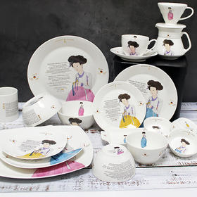 韩国KUC美人图陶瓷餐具礼盒装