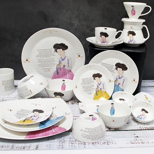 韩国KUC美人图陶瓷餐具礼盒装 商品图0