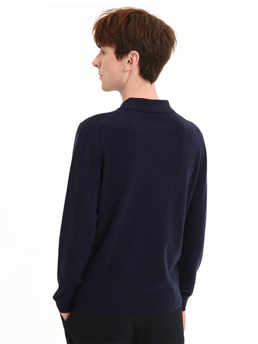 callisto藏青全山羊绒翻领针织衫 FSKNW126H NA 商品图2