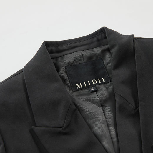 谜底黑色西装外套女2023冬款通勤修身一粒扣中长款西服234ME1455 商品图3