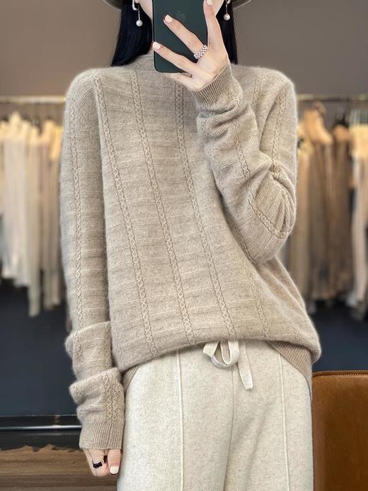 创意款2023秋季韩系风日韩休闲套头半高领常规毛衣女式羊毛衫 商品图1