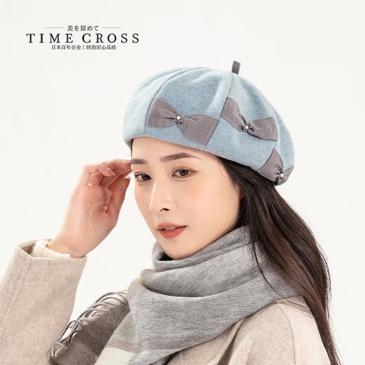 YORO容若珍珠蝴蝶结贝雷帽（DN0010） 商品图0