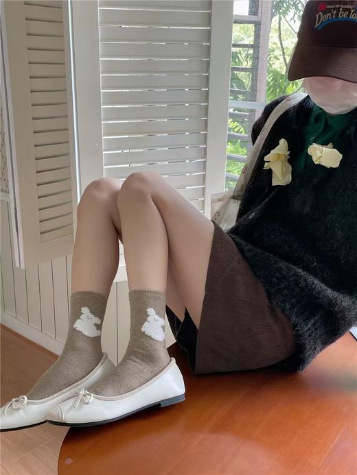 （清仓现货）【社群供M】多巴胺秋季韩版中筒学院风波点小狗棉袜 商品图4