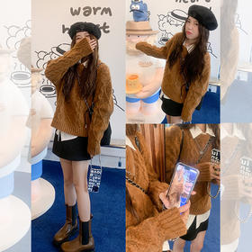 <曾小咸推荐>【焦糖玛奇朵】焦糖色毛衣+短裙牛仔裤