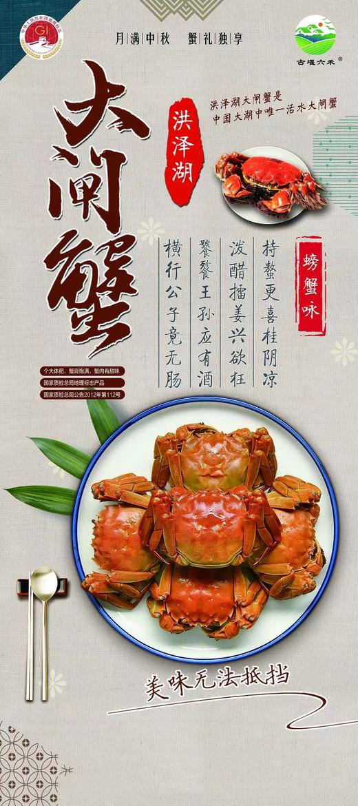 臻选级2388型洪泽湖大闸蟹8只（公蟹4.5-4.9两，母蟹3.0-3.4两） 商品图2