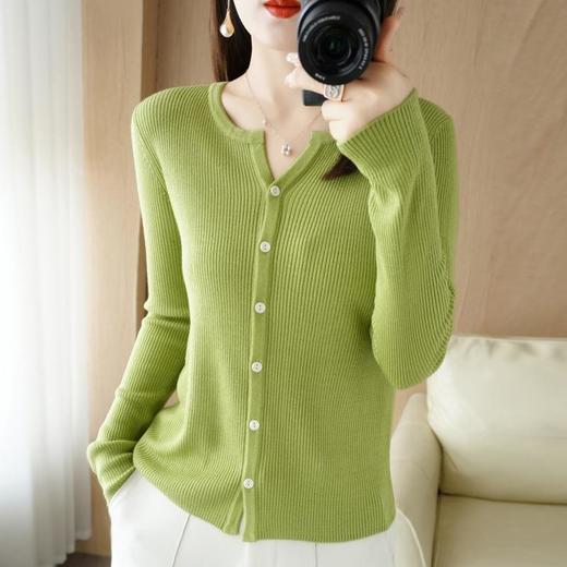 2023秋冬新款韩版针织开衫显瘦打底衫毛衣圆领针织外套 商品图1