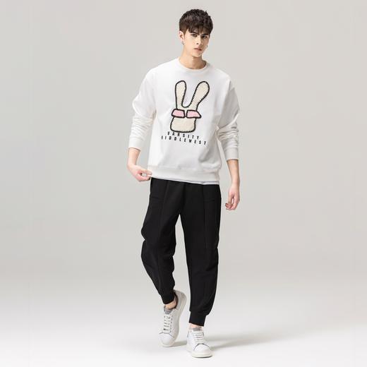PINLI品立秋装新款男士贴布绣圆领套头休闲卫衣潮BG223309033 商品图2