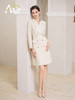 AD缎面连衣裙女2023新款米色长袖西服裙时尚气质正装连身裙 商品缩略图1
