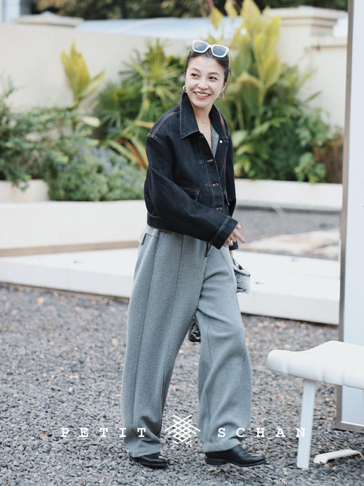 PETIT SCHAN小闪 CLO#189 relaxation  松弛感 棉混纺直筒收口两穿宽松休闲裤卫裤 商品图8