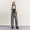 谜底羽绒背带裤女2023新款复古黑白格拼接保暖直筒长裤234MY1592 商品缩略图0