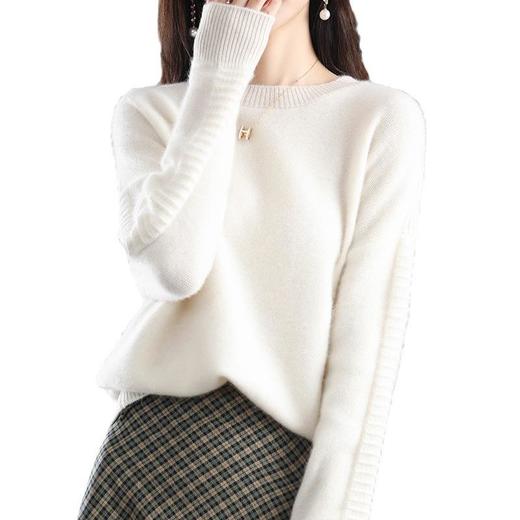 2023年秋冬新款韩版女士纯羊毛圆领长袖宽松套头打底女士羊毛衫 商品图4