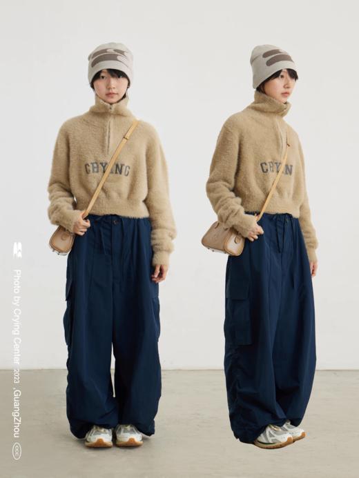 CryingCenter 卡其软糯仿浣熊毛绒高领拉链领毛衣 哭喊中心 商品图0