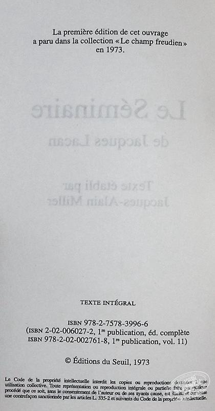【中商原版】拉康研讨会 11 精神分析基本概念 Les Quatre concepts fondamentaux de la psychanalyse 法文原版Jacques Lacan 商品图3