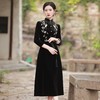 BJS-8001改良复古丝绒旗袍长款 秋季新款气质民国风绣花丝绒旗袍裙8001 商品缩略图2
