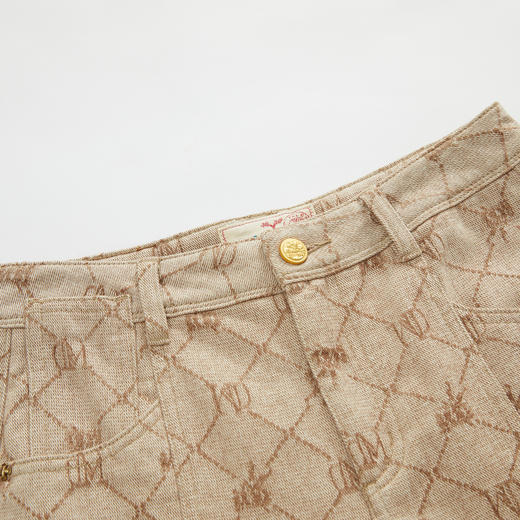 谜底提花牛仔阔腿裤女2023冬新款复古时髦高腰特色长裤234MK1498 商品图3