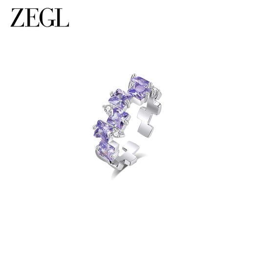 ZEGL设计师紫罗繁星系列紫色锆石戒指女冷淡风高级指环开口食指戒 商品图4
