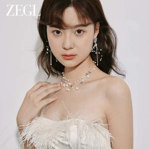 ZEGL设计师紫罗繁星系列法式仿珍珠满天星耳环女流苏耳钉银针耳饰 商品图2