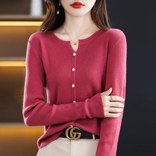 2023秋冬新款韩版针织开衫显瘦打底衫毛衣圆领针织外套 商品图0