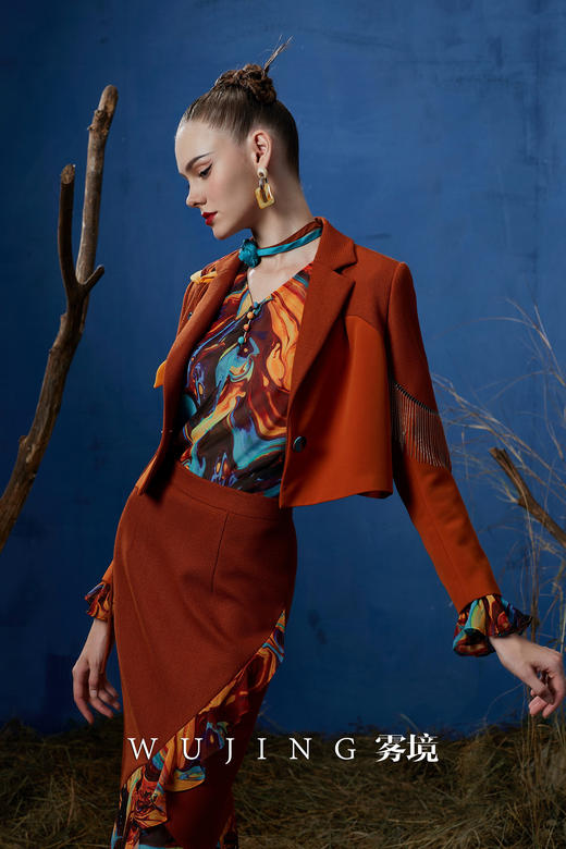 3203018 流光暖阳 进口超细加密玛卡布，进口立体十字花呢西装 雾境 商品图5