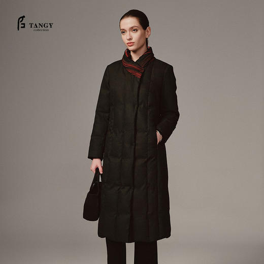 TANGY Collection天意精品 2023冬季新品商场同款国风短款女士羽绒服中长款外套 商品图0