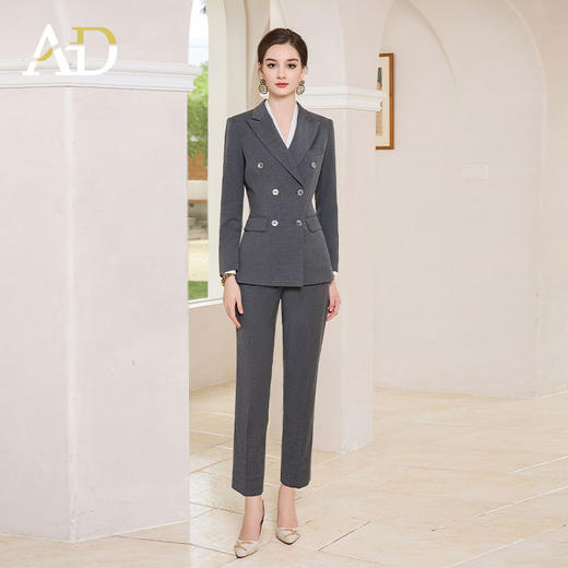 AD职业顾问工作服秋季2023新款女装套装双排扣商务律师职业装正装 商品图4