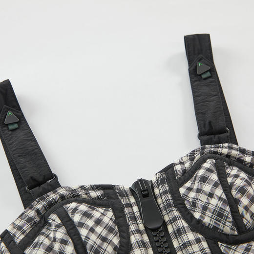 谜底羽绒背心女2023冬新款复古特色胸衣式设计感羽绒服234MY1588 商品图3