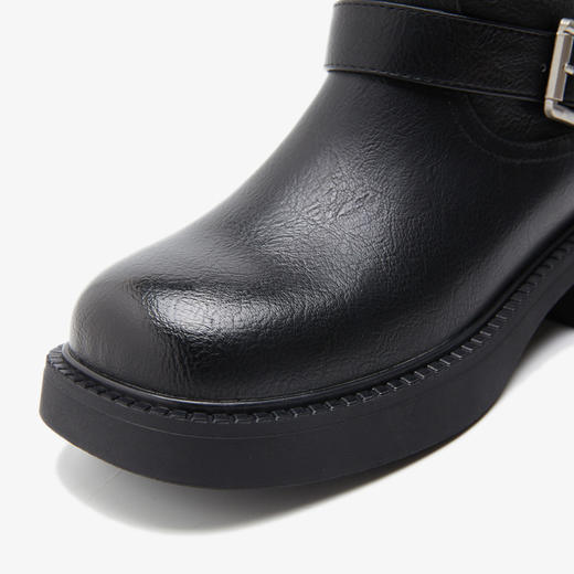 西遇机车骑士靴女新款秋冬复古美拉德宽筒中筒靴西部牛仔靴子V0034127 商品图5