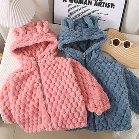 【金龟绒保暖外套，多色多款可选！】儿童秋冬季毛毛绒带帽外套男女童洋气休闲法兰绒拉链保暖上衣不仅能为儿童提供温暖，还能增加穿着的舒适感lm