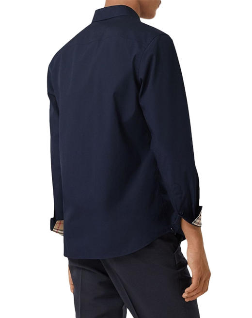 【预定款】BURBERRY博柏利 男士全棉 格纹印花袖口 胸前TB刺绣长袖衬衫 8032306 偏大一码 商品图1