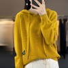 新款2023秋季风气质安迪绒套头厚连帽宽松型毛衣女式针织衫 商品缩略图3