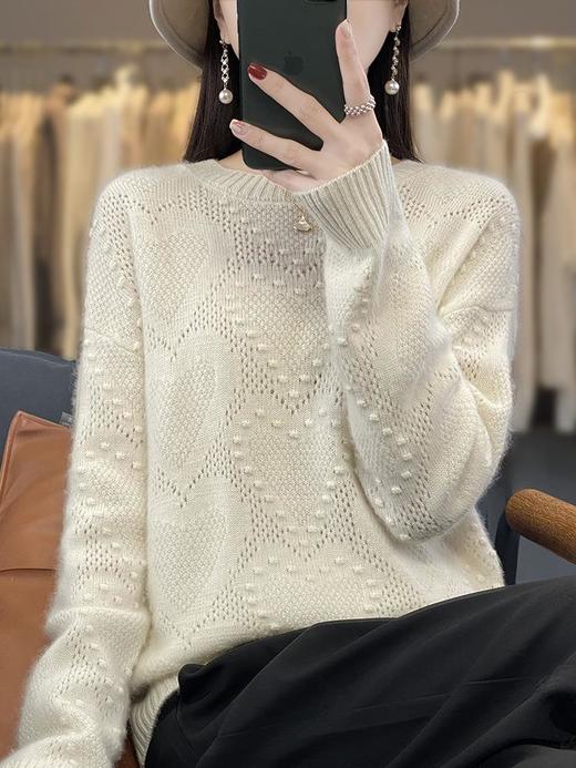 2023年秋冬新款韩版女士圆领长袖针织衫女士纯色套头针织打底衫 商品图2