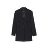 谜底黑色西装外套女2023冬款通勤修身一粒扣中长款西服234ME1455 商品缩略图4