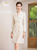 AD缎面连衣裙女2023新款米色长袖西服裙时尚气质正装连身裙 商品缩略图3