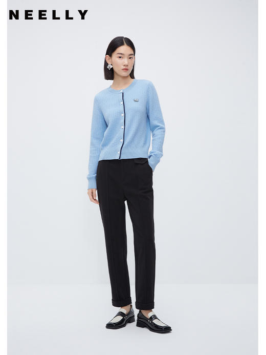 NEELLY纳俪商场同款100%绵羊毛针织衫秋冬简约百搭慵懒风软糯毛衣N23101A01001 商品图1