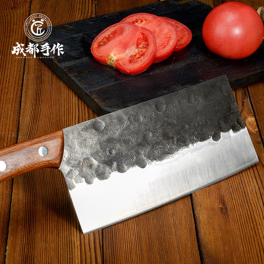 #限量钜惠#【大厨切片菜刀】成都手作周光兴作大厨切片刀 中式菜刀 家用厨房切菜切肉刀具 厨师专用菜刀超锋利【夹钢技艺】【手工锻打】 【匠心手作】限量活动，售完即止 商品图6