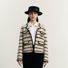 谜底针织开衫女2023冬新款复古文艺学院风条纹针织外套234MZ1881 商品缩略图0