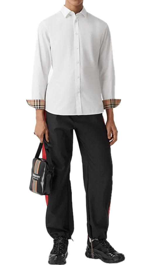 【预定款】BURBERRY博柏利 男士全棉 格纹印花袖口领口 胸前TB刺绣长袖衬衫 8032308 偏大一码 商品图7