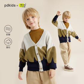 【秋上新】【趣味植绒 软糯舒适】儿童拼色调性毛衣开衫PQMY2312