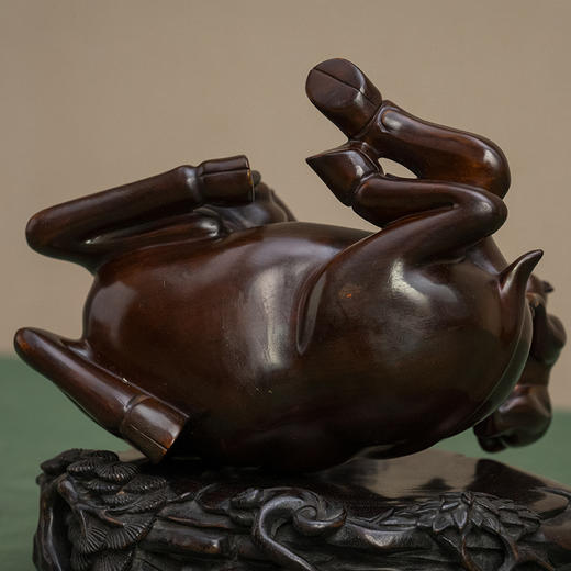 二十世纪 黄杨木雕三阳开泰摆件（红木座） 商品图3