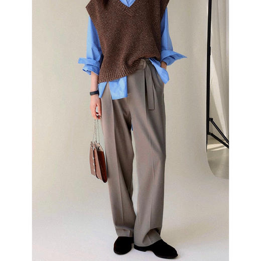 Even Vintage | 羊毛混纺clean fit 通勤西装休闲裤直筒高腰长裤 商品图1